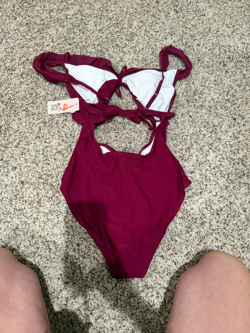 Nwt Magenta One-Piece Ruffle Tie-Front Swimsuit - Picture 7 of 7